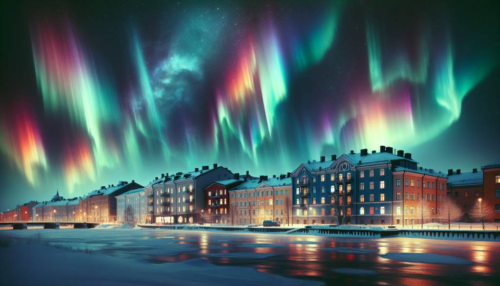 Das Fenster zu den Nordlichtern öffnet sich in Rovaniemi, Finnland